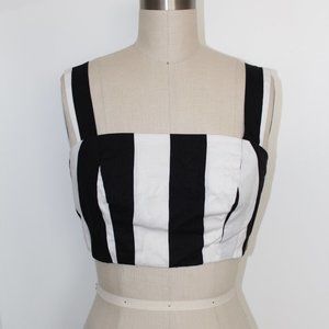 BLACK & WHITE STRIPED COTTON BRA TOP SIZE XS